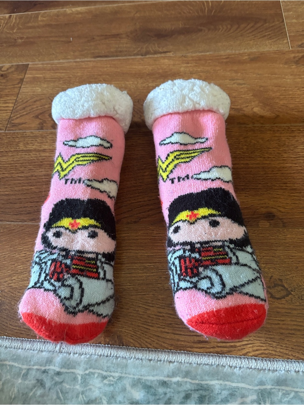 Kids Pink Wonder Girl Cozy Slipper Socks